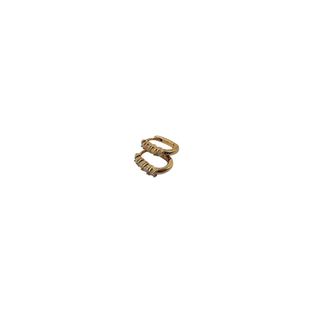 White Opal Rectangle Opal Huggie