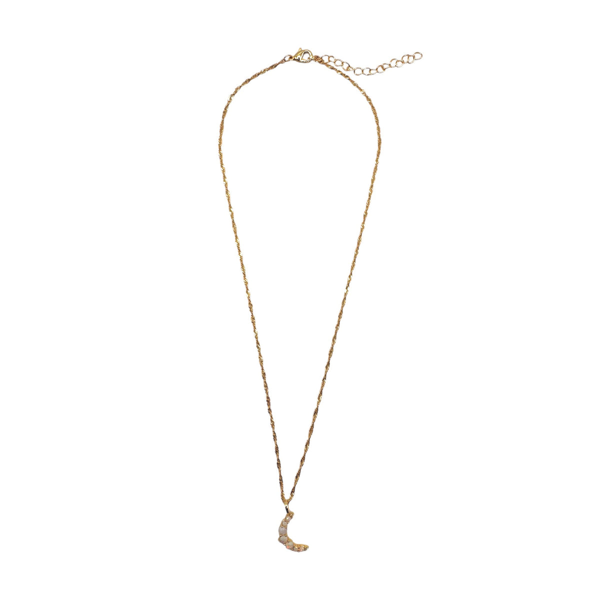 White Opal Crescent Moon pendant necklace