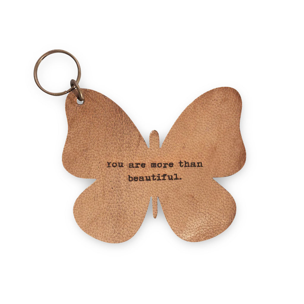 More Than Beautiful Butterfly Leather Keychain - 3x3
