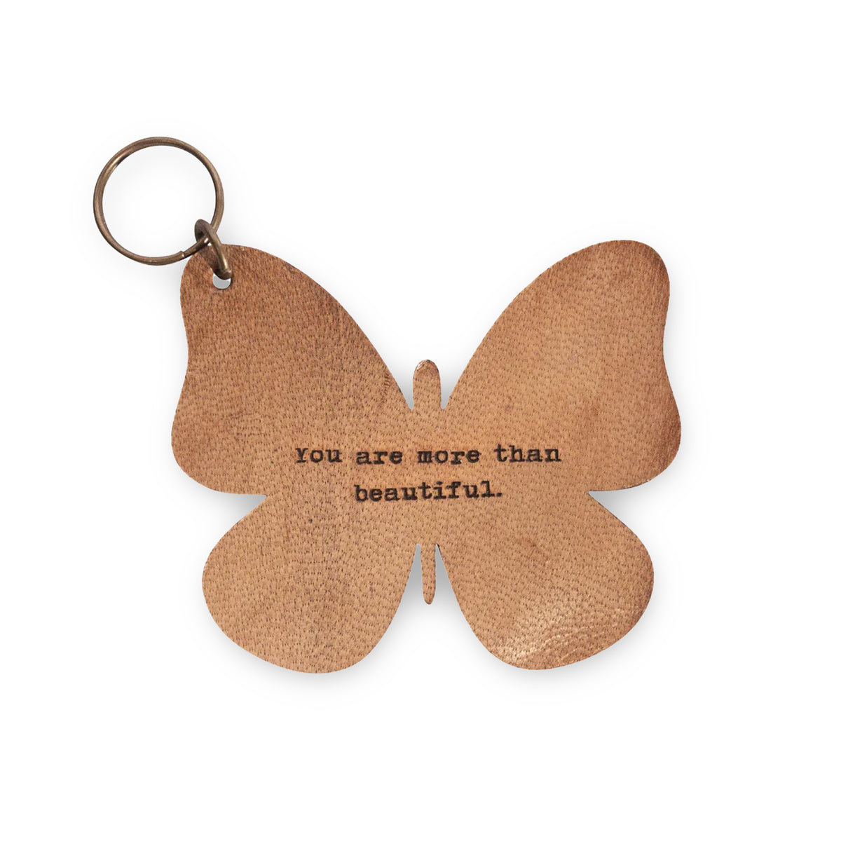 More Than Beautiful Butterfly Leather Keychain - 3x3