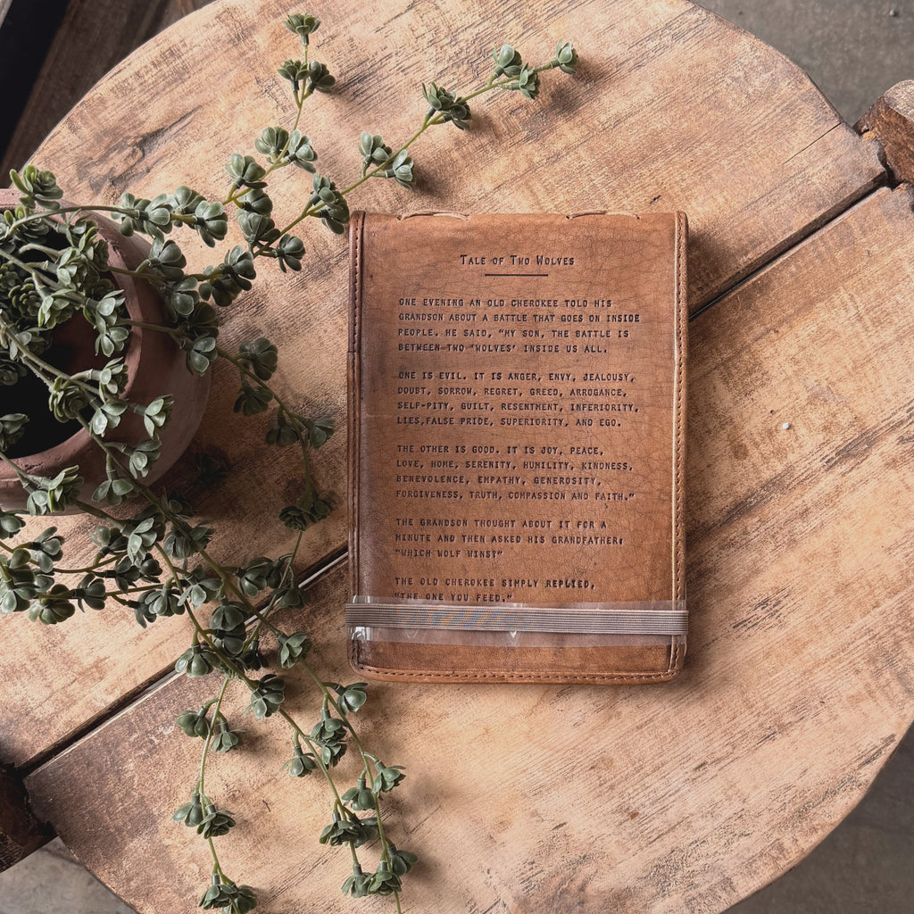 Tale of Two Wolves Signature Leather Journal - Maple