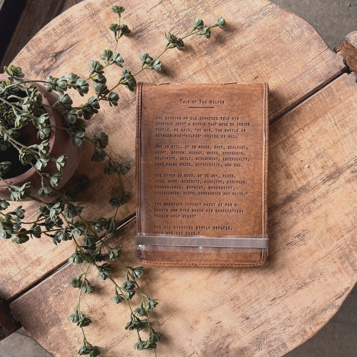 Tale of Two Wolves Signature Leather Journal - Maple