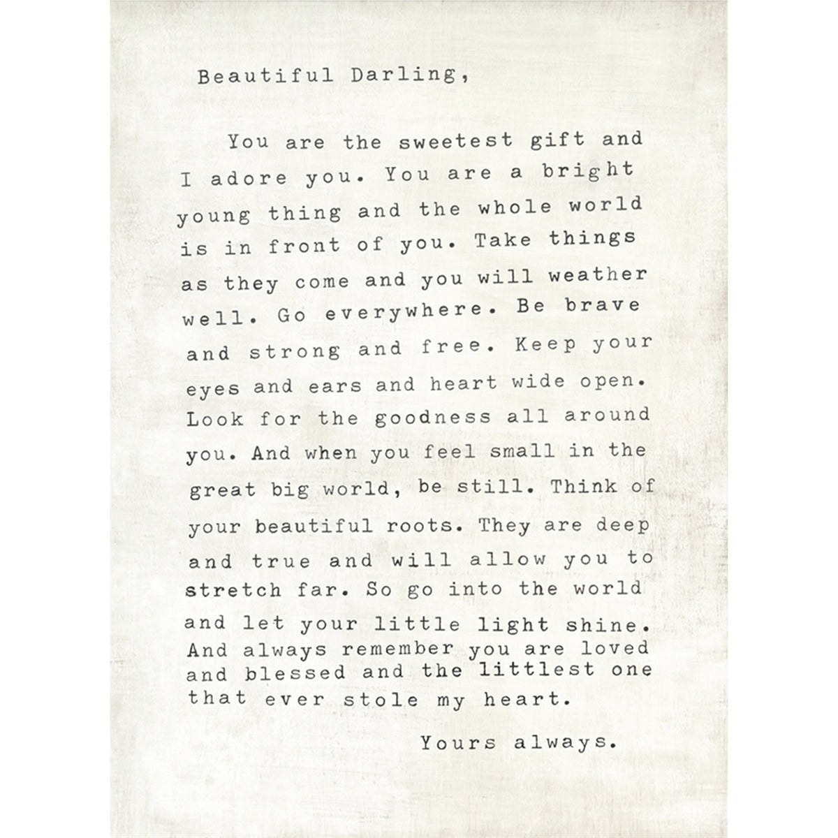 Letter For Sophie Art Print in White - Gallery Wrap