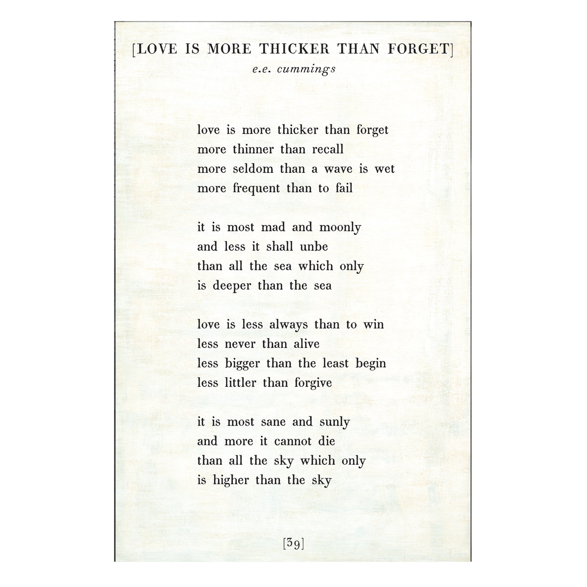 Love is More Thicker Art Print - Poetry Collection