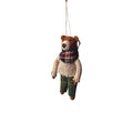 Felt Cozy Bear with Plaid Pants Ornament