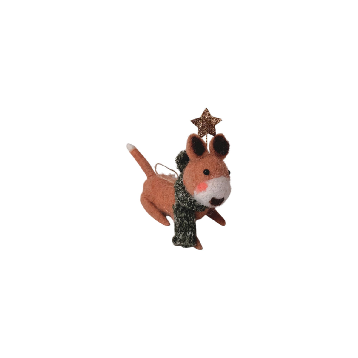 Felt Dashing Red Dog with Star Ornament