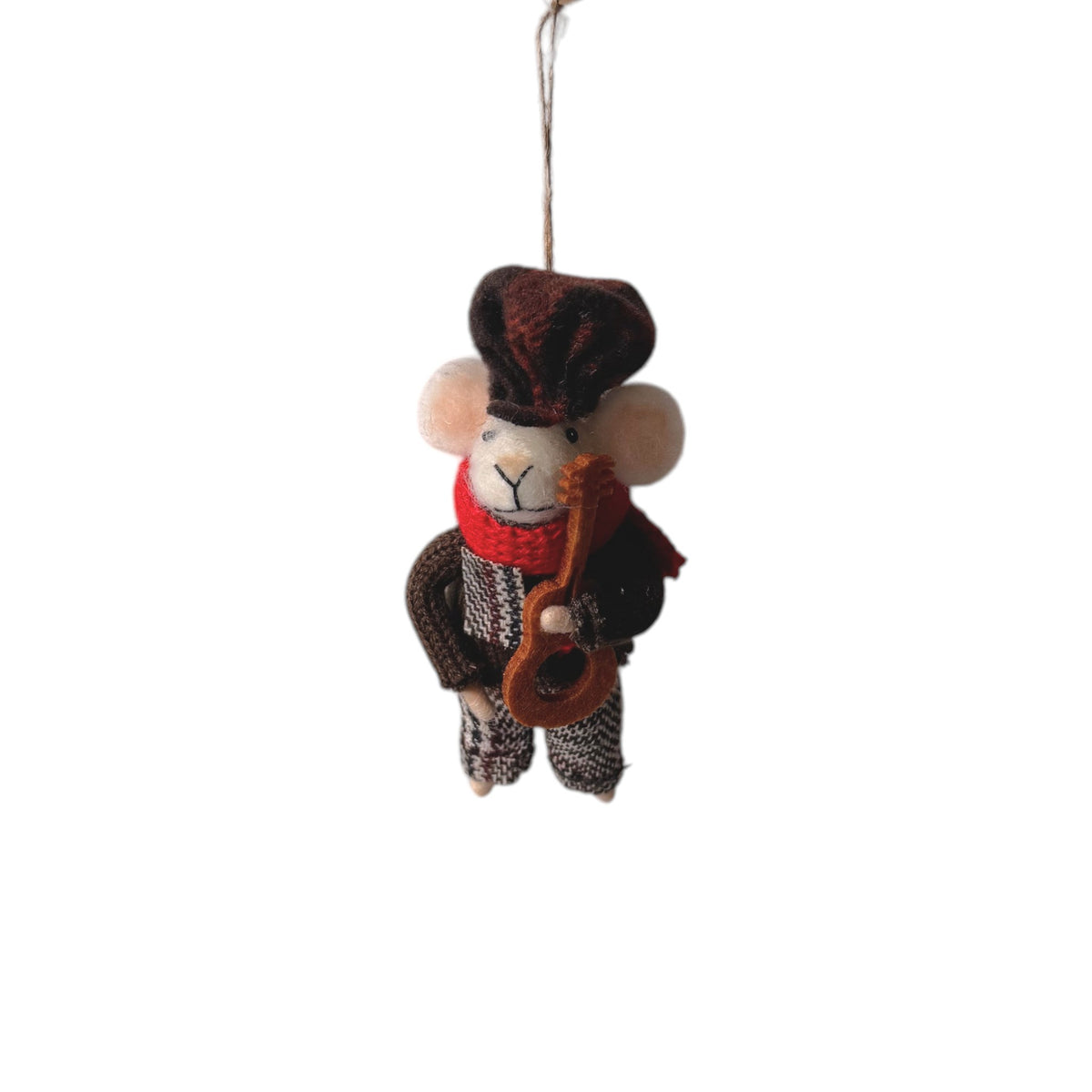 Felt Guitar Player Mouse Ornament