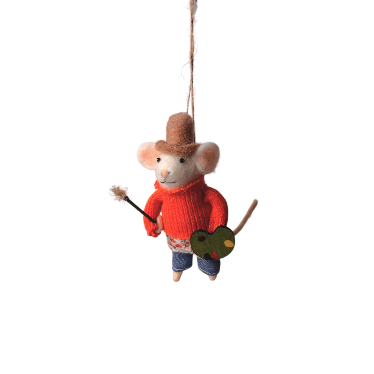 Felt Painter Mouse Ornament