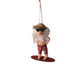 Felt Straw Hat Surfing Santa Ornament