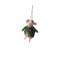 Felt Floral Dress With Acorn Cap Mouse Ornament