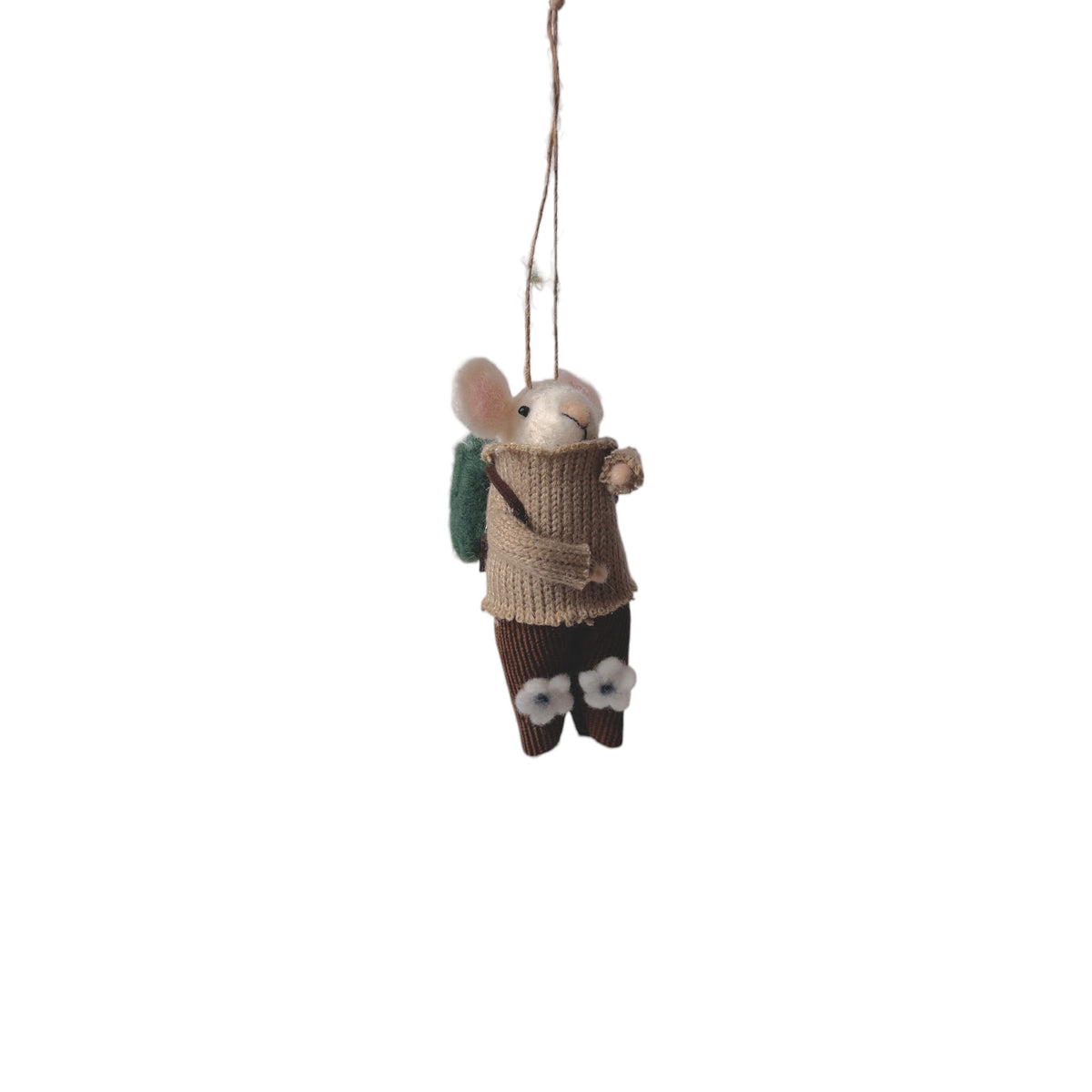 Felt Floral Corduroy Mouse Ornament