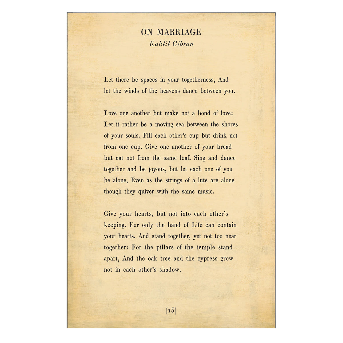 On Marriage Art Print - Poetry Collection