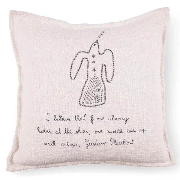 ***Embroidered I Believe Gustave Flaubert Pillow 24x24