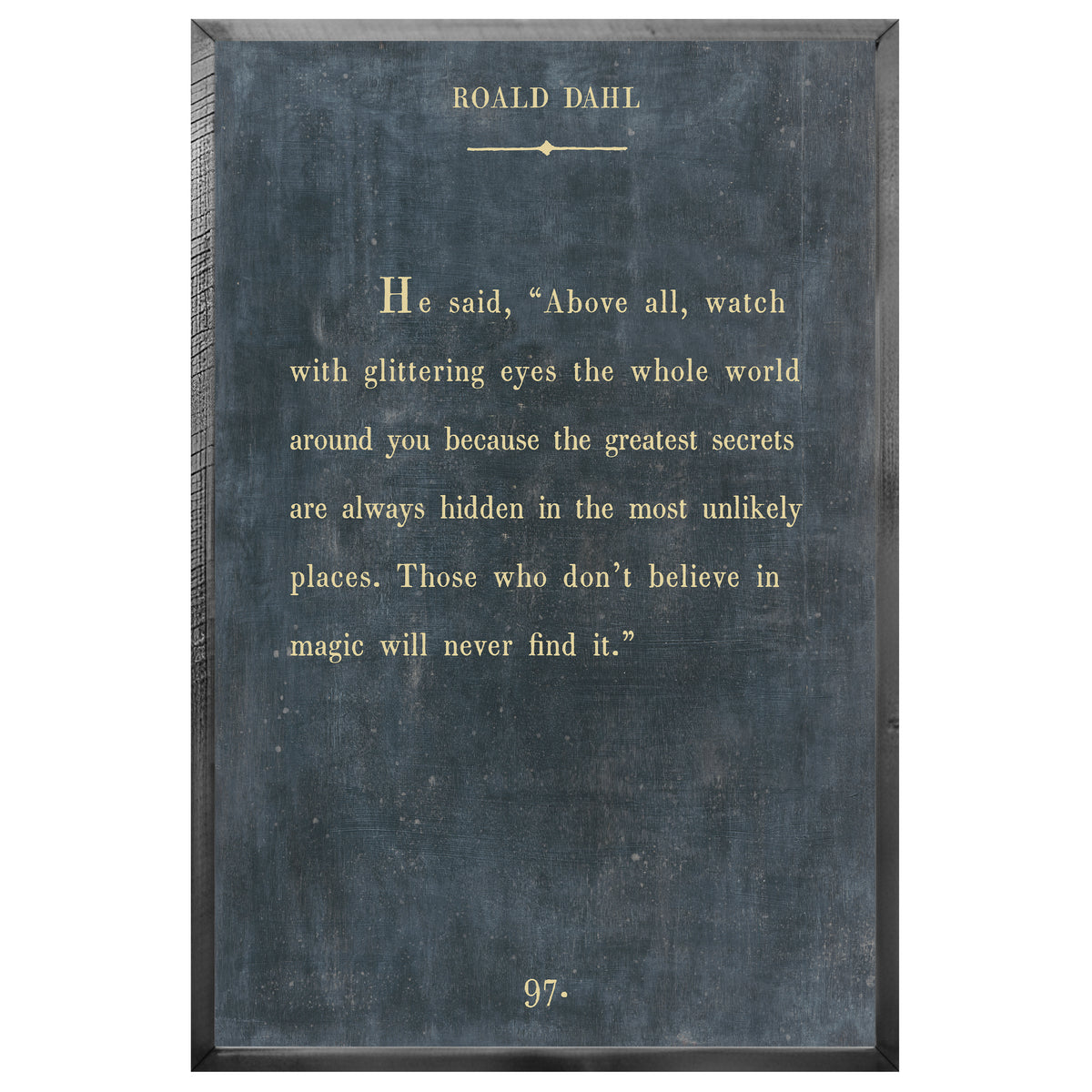 Roald Dahl Art Print - Grey Wood
