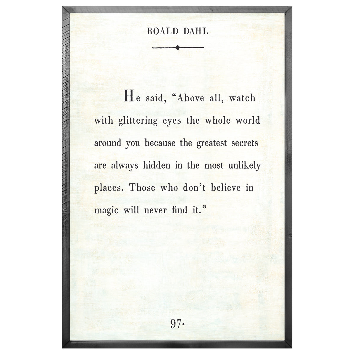 Roald Dahl Art Print - Grey Wood