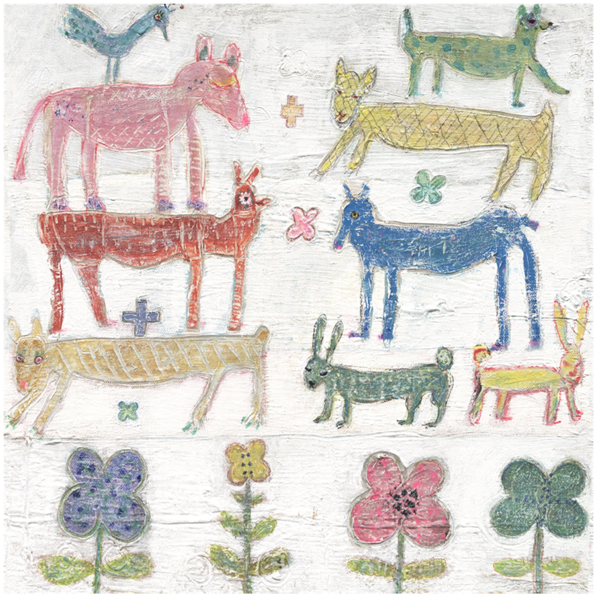 Stacked Animals Art Print - Gallery Wrap