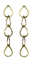 Cenote Chain Earring, Brass, 5 Teardrops