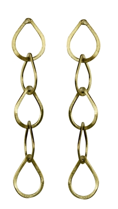 Cenote Chain Earring, Brass, 5 Teardrops