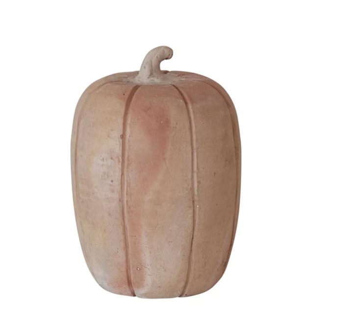 8"H Handmade Terra-cotta Pumpkin