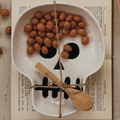 Stoneware Skull Shaped Dish with Spoon