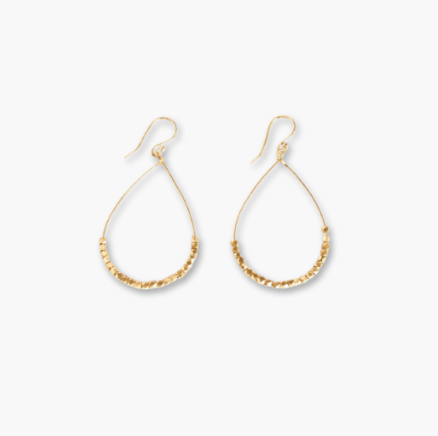 Beaded Teardrop Earrings, Gold