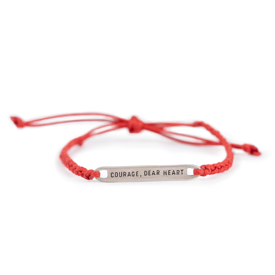 ***Silver Courage Dear Heart Braided Bracelet - Adjustable