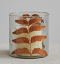 Glass Votive Holder with Leaves - Copper