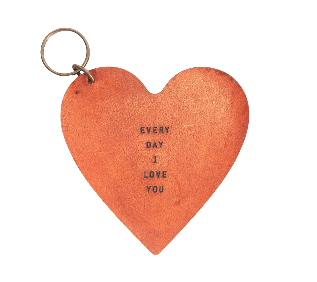 I Love You Heart Leather Keychain - 3x3