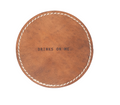 Drinks On Me Leather Coaster in Brown - Set of 4