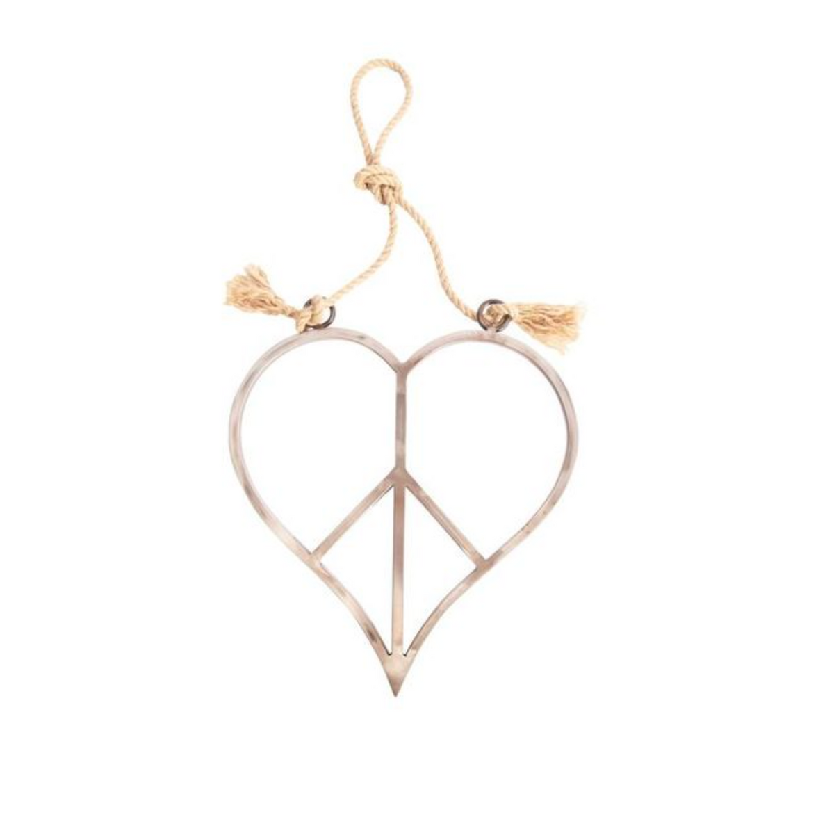 Hanging Metal & Jute Heart Peace Sign