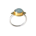 ***Silver & Gold Plated Ring with Aquamarine Stone