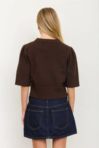 Puff Sleeve Short Sleeve Cropped Sweater