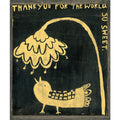 Thank You Bird Art Print - Grey Wood