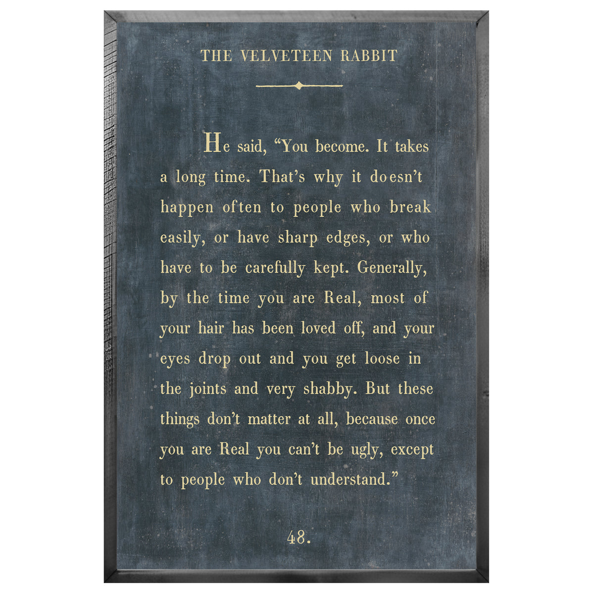 The Velveteen Rabbit Art Print - Grey Wood