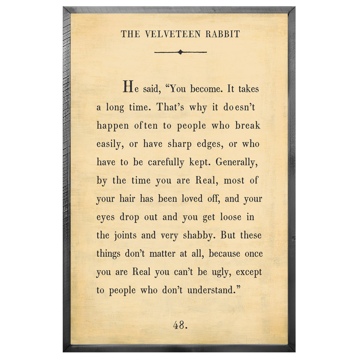 The Velveteen Rabbit Art Print - Grey Wood