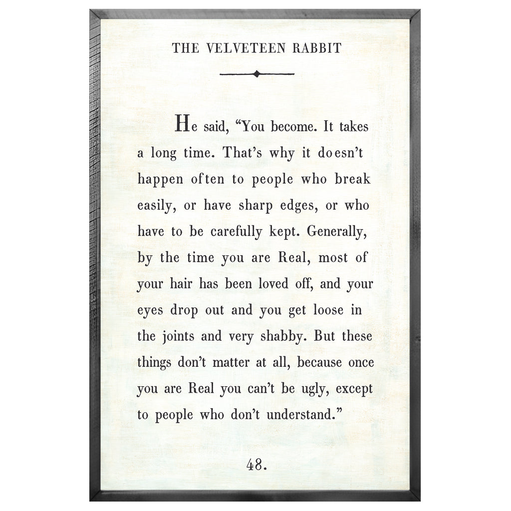 The Velveteen Rabbit Art Print - Grey Wood