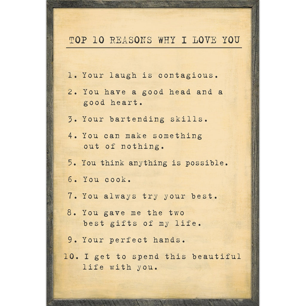 Top 10 Reasons I Love You Art Print