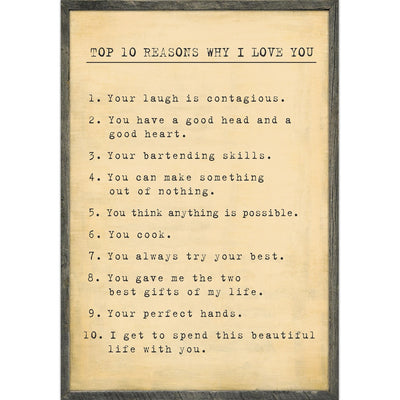 Top 10 Reasons I Love You Art Print
