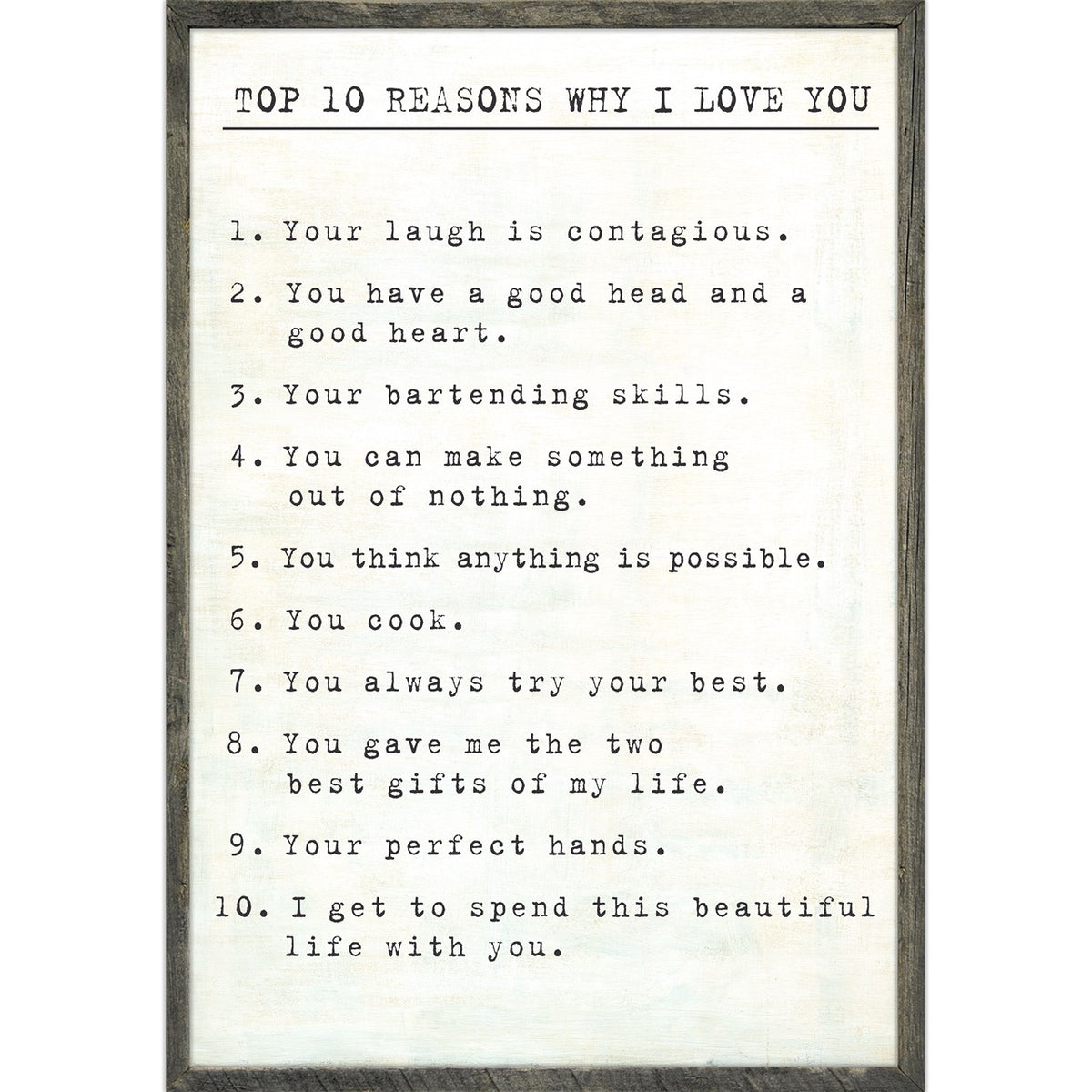Top 10 Reasons I Love You Art Print