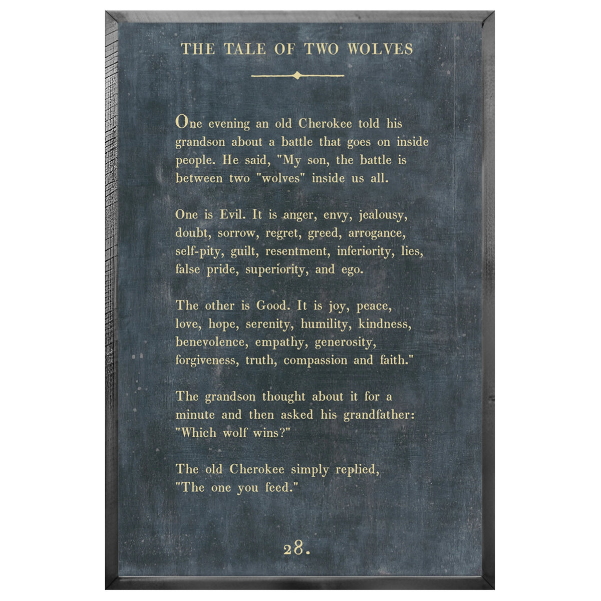 The Tale of Two Wolves Art Print - Grey Wood