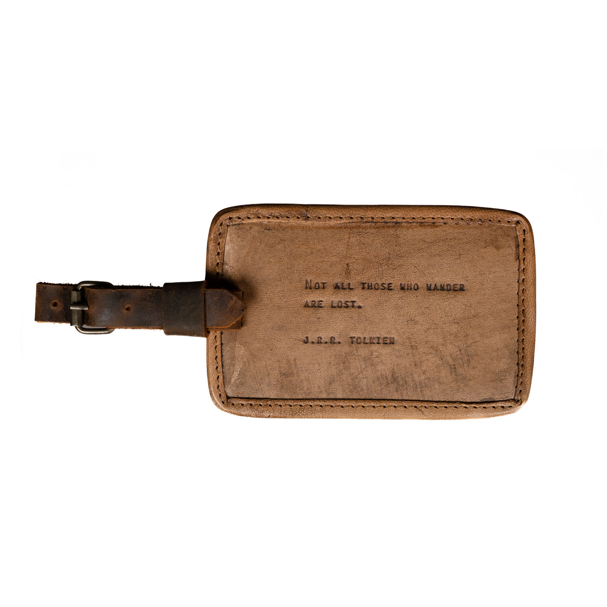 Not All Those Who Wander Leather Luggage Tag