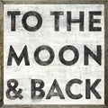 To The Moon And Back Art Print in White - Grey Wood