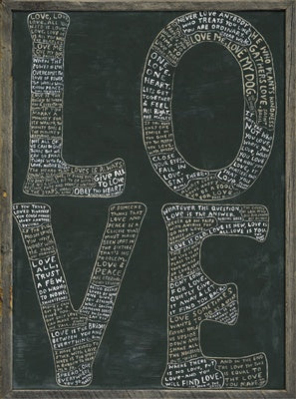 L-O-V-E Art Print in Black - Grey Wood