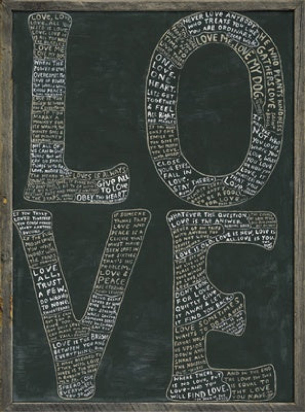 L-O-V-E Art Print in Black - Grey Wood