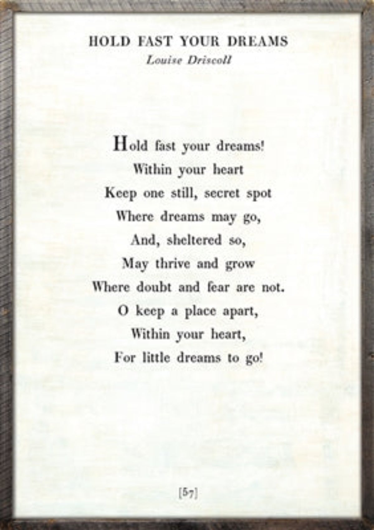 Hold Fast Your Dreams Art Print - Poetry Collection
