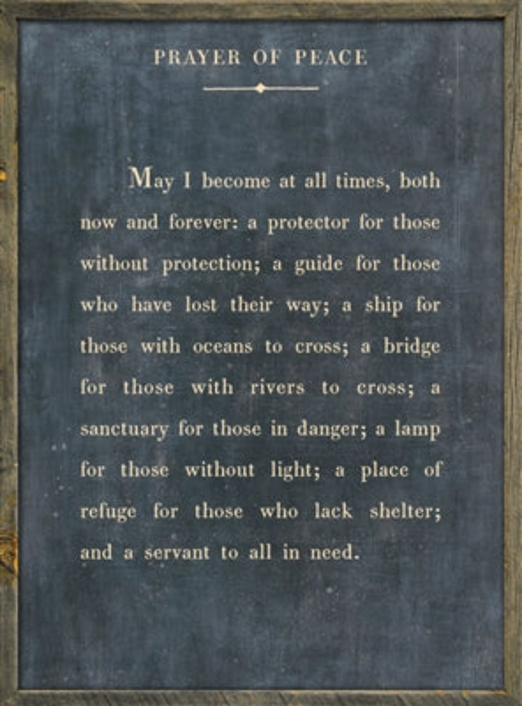 Prayer of Peace Art Print - Grey Wood