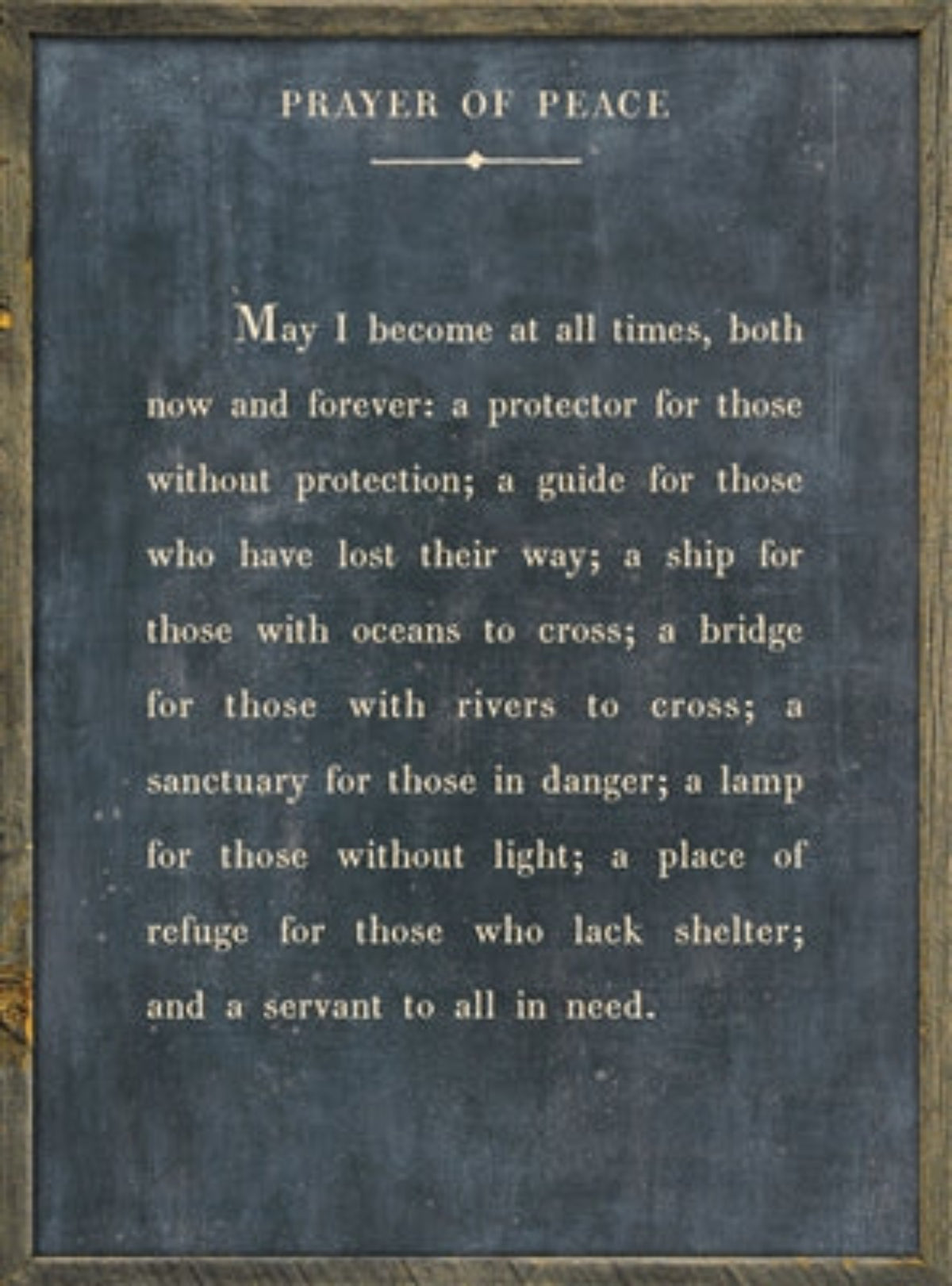 Prayer of Peace Art Print - Grey Wood