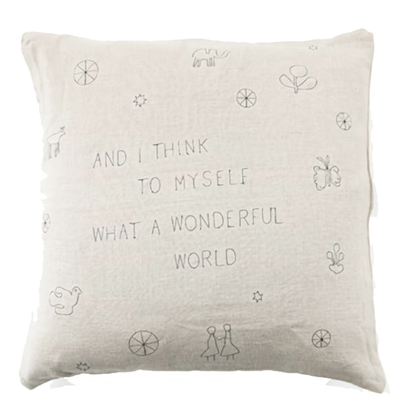 What a Wonderful World Stone Washed Linen Pillow 24x24