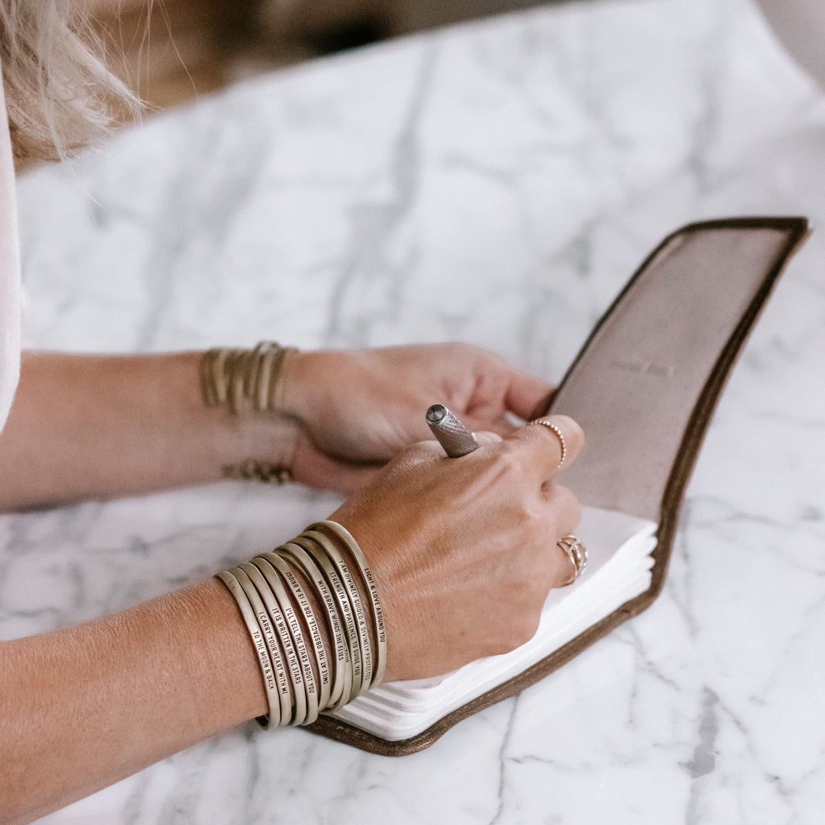 Faith Truth Love Mini Signature Leather Journal - Stone