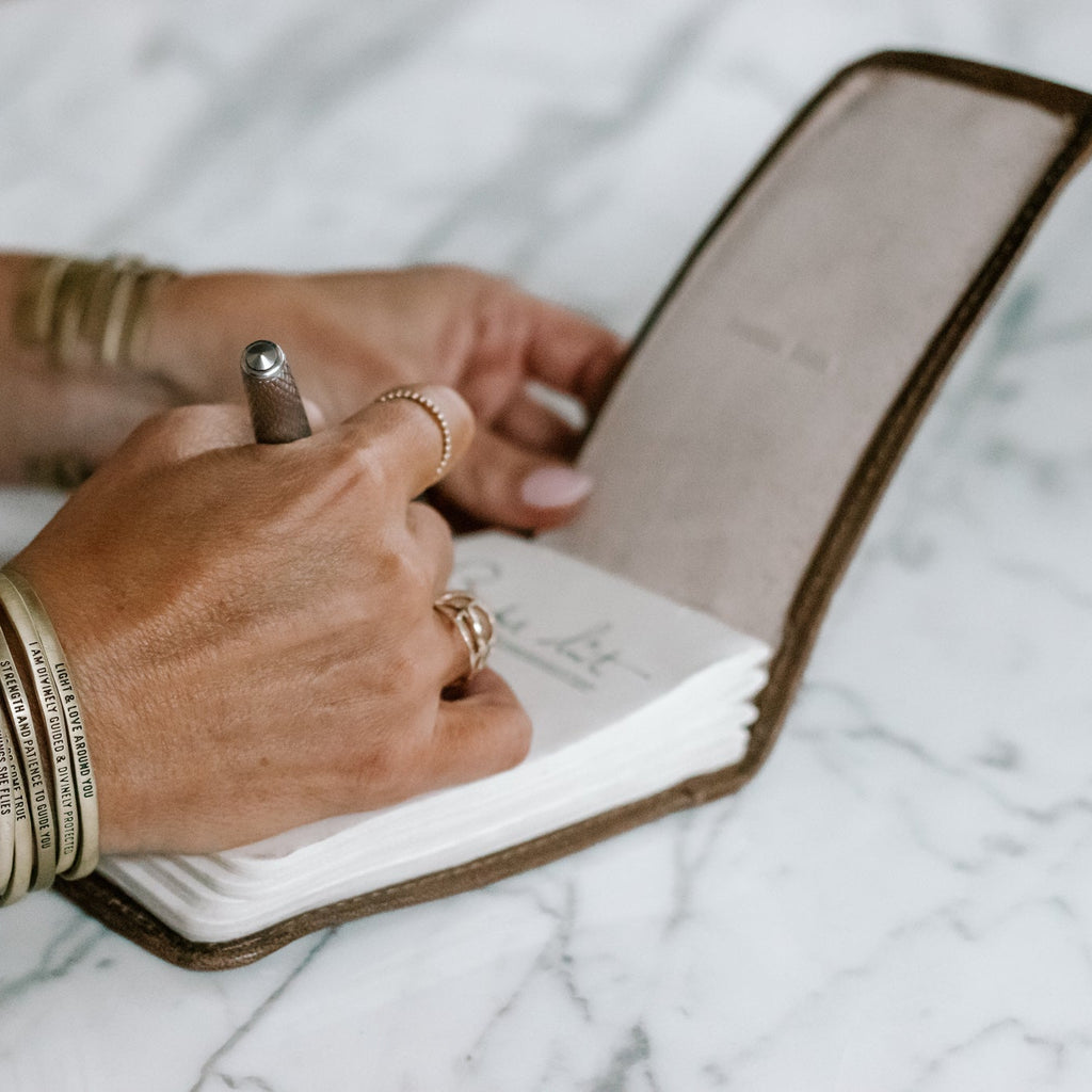 It Was Written In The Stars Mini Signature Leather Journal - Honey